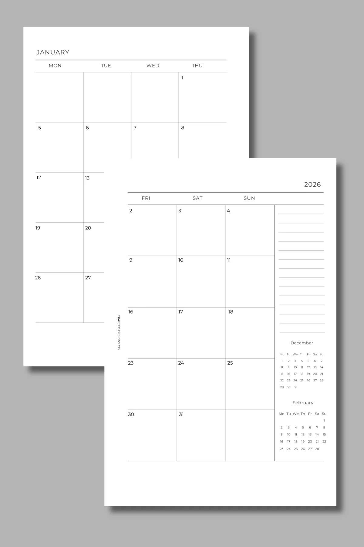 2026 Dated Monthly Calendar (w/Notes) - Image 4